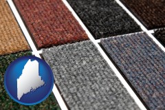 maine map icon and carpet samples
