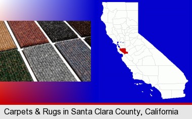 carpet samples; Santa Clara County highlighted in red on a map