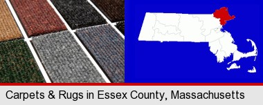 carpet samples; Essex County highlighted in red on a map