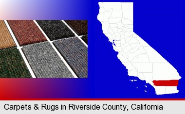 carpet samples; Riverside County highlighted in red on a map